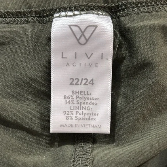 LIVI Active Olive Green Athletic Skort Skirt w Shorts Pockets Plus 22/24 - Picture 6 of 7